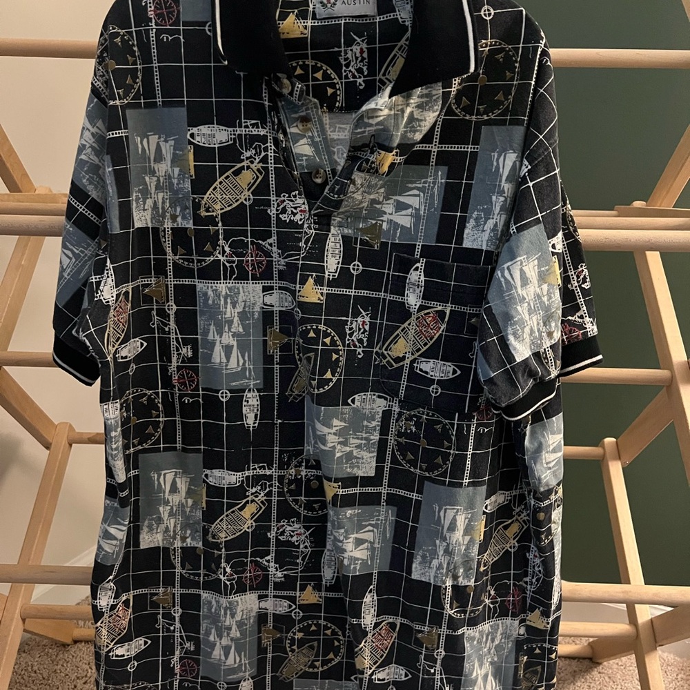Michael Bastian Black and Gray Nautical Polo